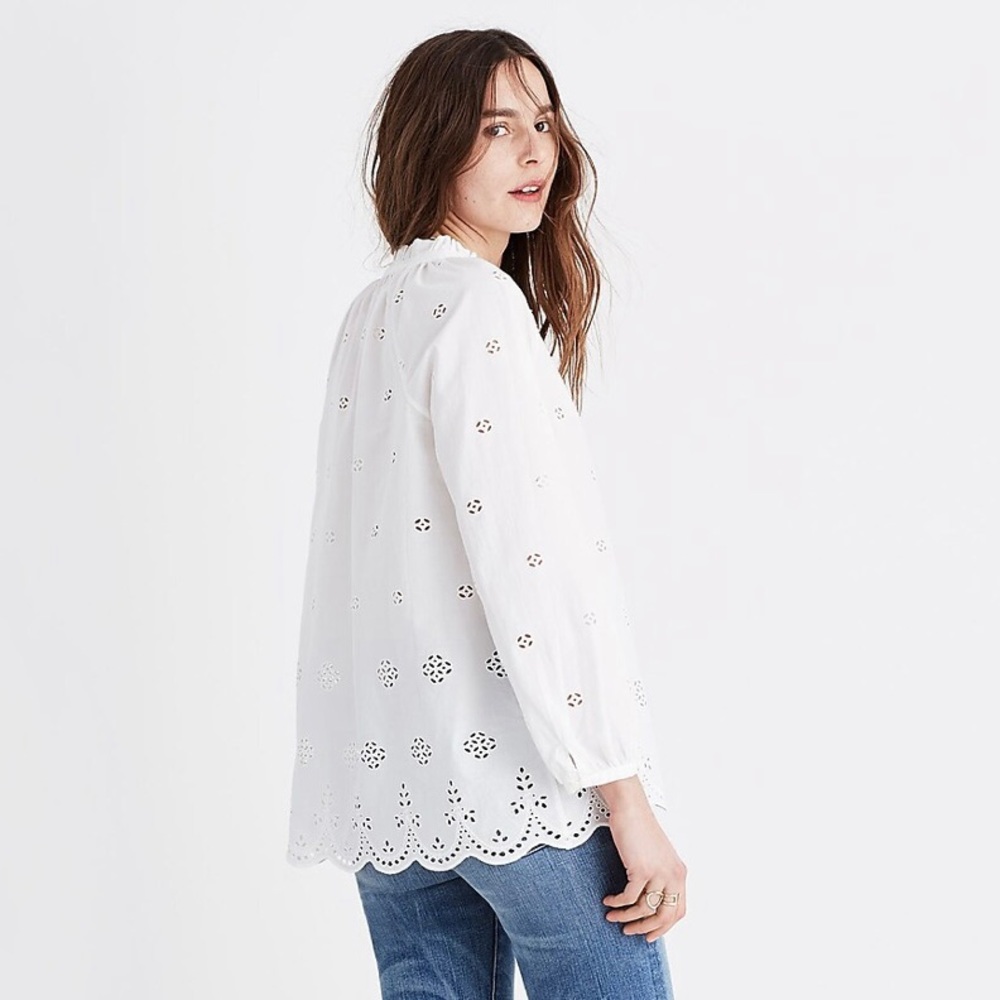 MADEWELL White Eyelet Popover Top - G1542 - Sz XS - Picture 3 of 13